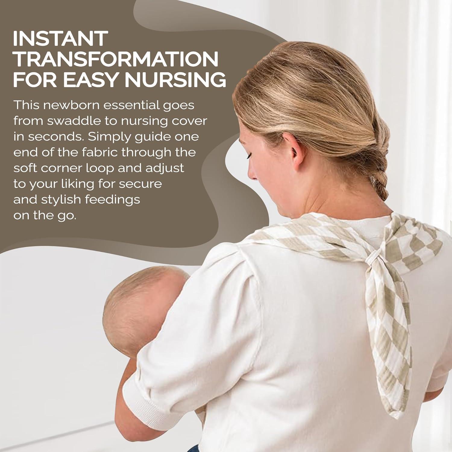 image:imageItzy Ritzy Breastfeeding Boss MultiUse Cover A Nursing Cover Swaddle Car Seat Wrap Tummy Time Mat amp Burp Cloth All in One Made of Soft Muslin Fabric amp Measures 47 x 47 Sage MudclothCheckerboard