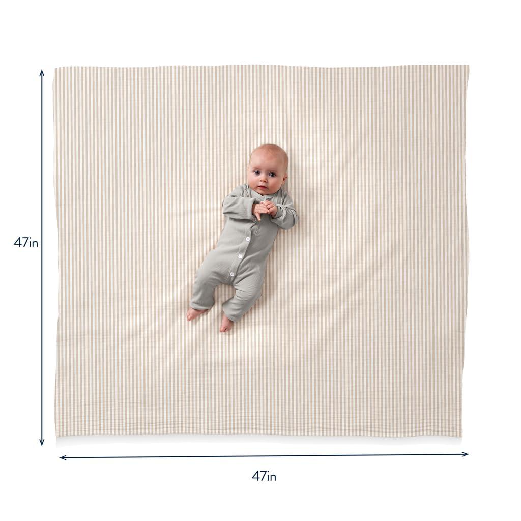 image:imageItzy Ritzy Breastfeeding Boss MultiUse Cover A Nursing Cover Swaddle Car Seat Wrap Tummy Time Mat amp Burp Cloth All in One Made of Soft Muslin Fabric amp Measures 47 x 47 Sage MudclothTaupe Stripe