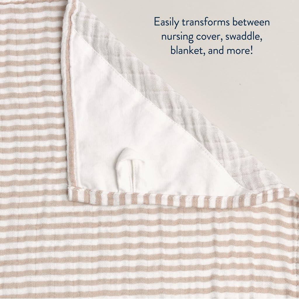 image:imageItzy Ritzy Breastfeeding Boss MultiUse Cover A Nursing Cover Swaddle Car Seat Wrap Tummy Time Mat amp Burp Cloth All in One Made of Soft Muslin Fabric amp Measures 47 x 47 Sage MudclothTaupe Stripe