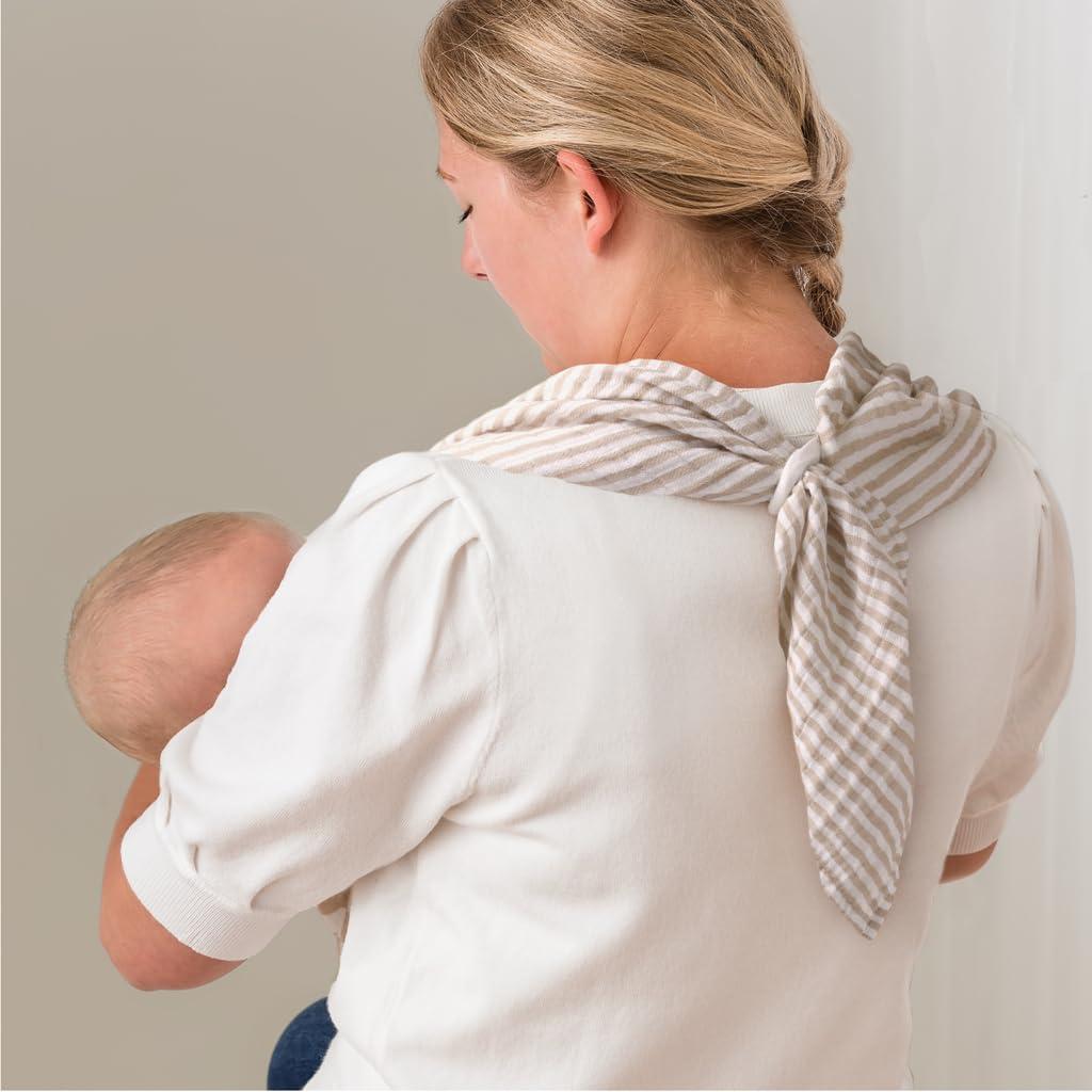 image:imageItzy Ritzy Breastfeeding Boss MultiUse Cover A Nursing Cover Swaddle Car Seat Wrap Tummy Time Mat amp Burp Cloth All in One Made of Soft Muslin Fabric amp Measures 47 x 47 Sage MudclothTaupe Stripe