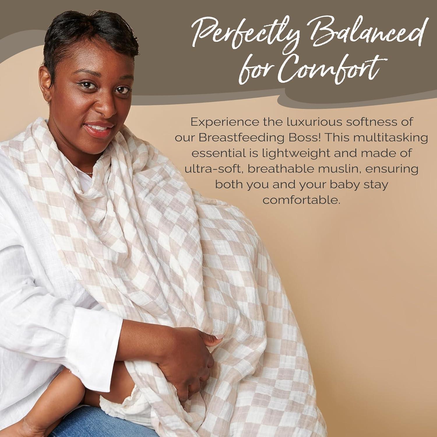 image:imageItzy Ritzy Breastfeeding Boss MultiUse Cover A Nursing Cover Swaddle Car Seat Wrap Tummy Time Mat amp Burp Cloth All in One Made of Soft Muslin Fabric amp Measures 47 x 47 Sage MudclothCheckerboard