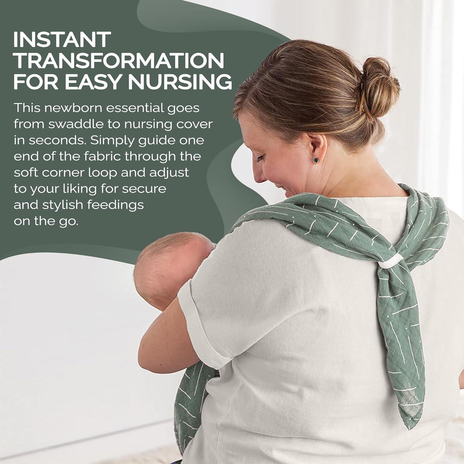 image:imageItzy Ritzy Breastfeeding Boss MultiUse Cover A Nursing Cover Swaddle Car Seat Wrap Tummy Time Mat amp Burp Cloth All in One Made of Soft Muslin Fabric amp Measures 47 x 47 Sage MudclothSage Mudcloth