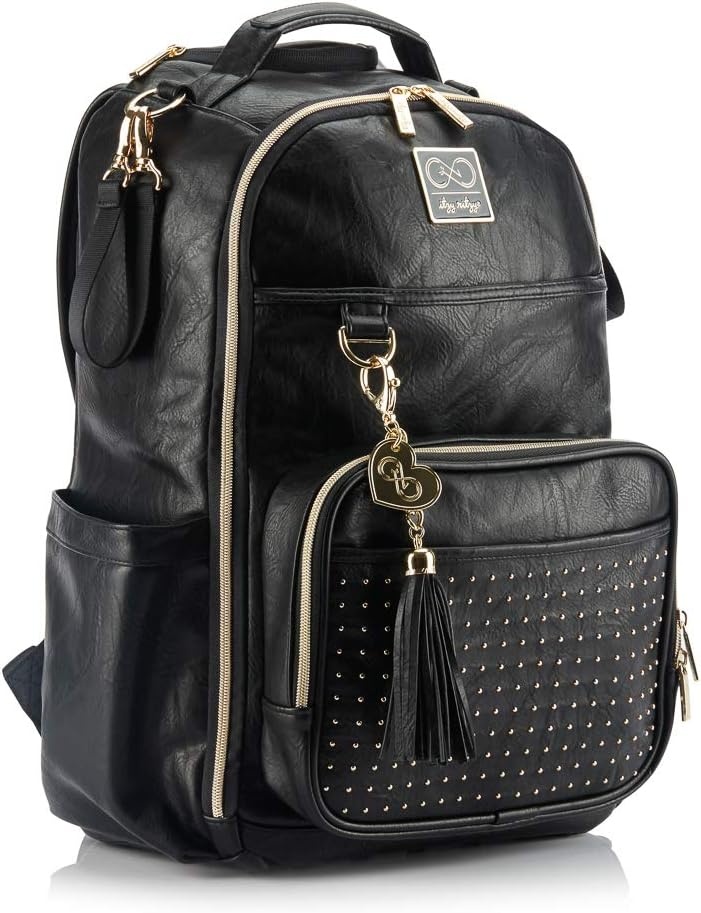 image:imageChelsea Cole For Itzy Ritzy Diaper Bag Backpack Large Capacity Boss Backpack Diaper Bag Includes Changing Pad Stroller Clips and Tassel Camo with Stag Head Print Interior and Black HardwareBlack With Gold Hardware