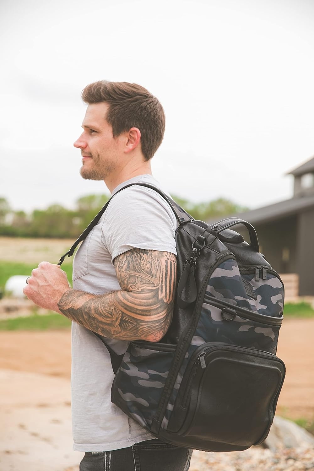 image:imageChelsea Cole For Itzy Ritzy Diaper Bag Backpack Large Capacity Boss Backpack Diaper Bag Includes Changing Pad Stroller Clips and Tassel Camo with Stag Head Print Interior and Black HardwareCamo