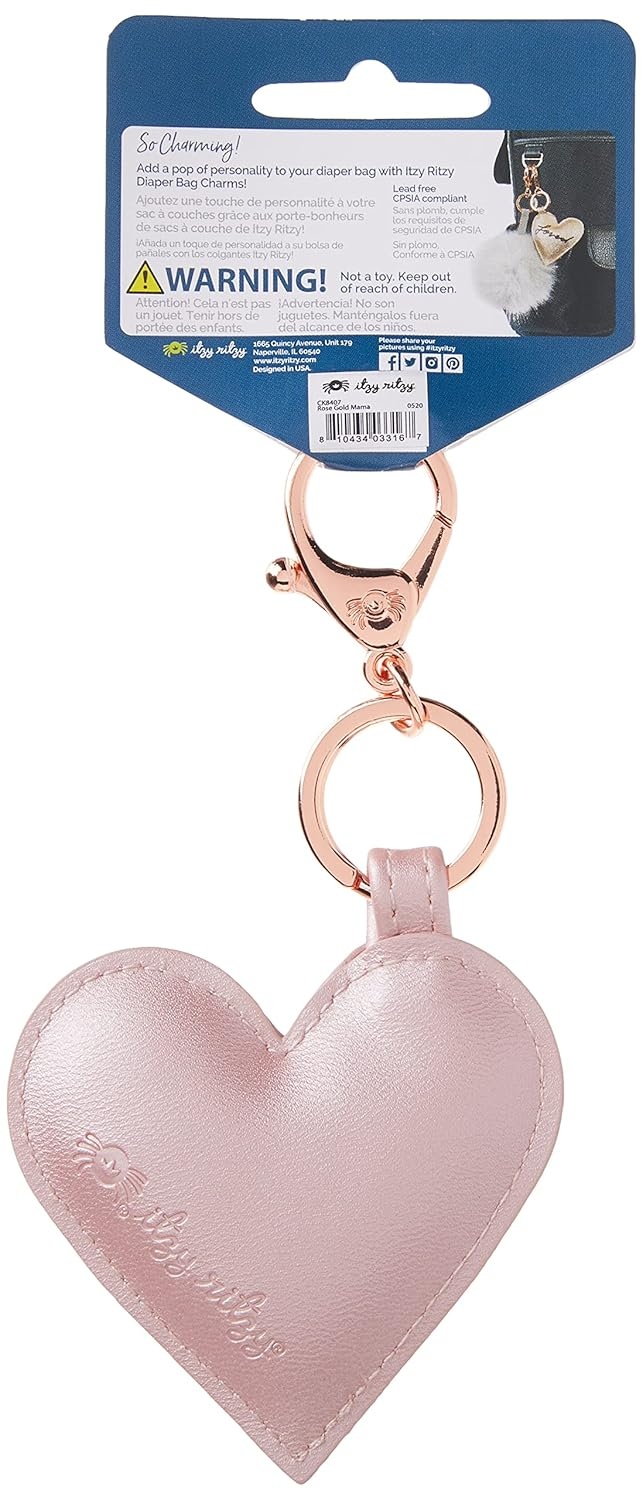 image:imageItzy Ritzy HeartShaped Diaper Bag Charm Purse Keychain amp Luggage Tag Elegant Accent with Lobster Clasp for Easy Attachment amp Personalization Versatile Accessory 6 Long amp 3 Wide Blush