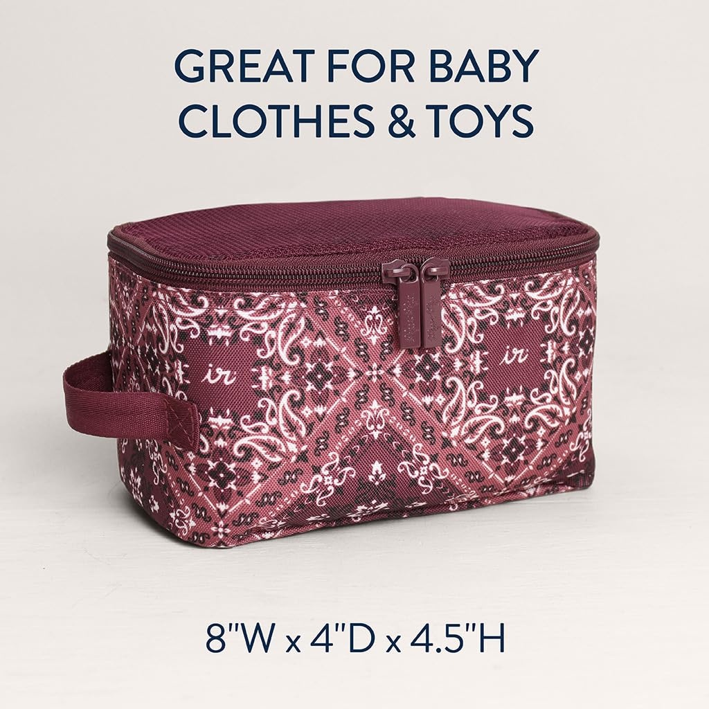 image:imageItzy Ritzy Packing Cubes for Travel Set of 3 Packing Cubes or Travel Organizers Each Cube Features a Mesh Top Double Zippers and a Fabric Handle Black with Black HardwarePaisley Wine