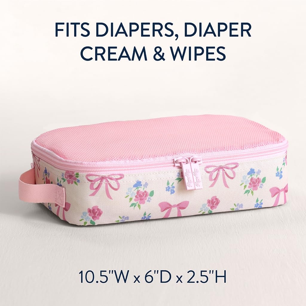 image:imageItzy Ritzy Packing Cubes for Travel Set of 3 Packing Cubes or Travel Organizers Each Cube Features a Mesh Top Double Zippers and a Fabric Handle Black with Black HardwareRibbons Roses