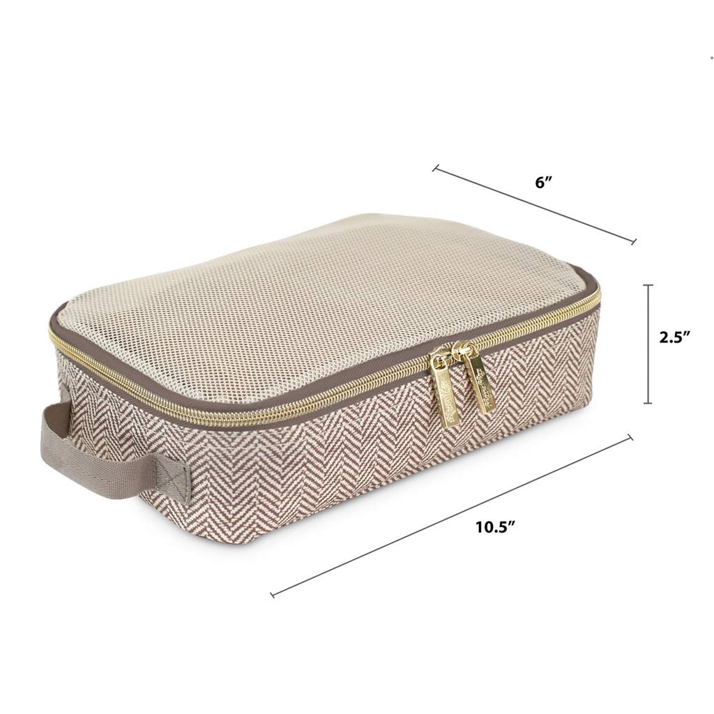image:imageItzy Ritzy Packing Cubes for Travel Set of 3 Packing Cubes or Travel Organizers Each Cube Features a Mesh Top Double Zippers and a Fabric Handle Black with Black HardwareTaupe