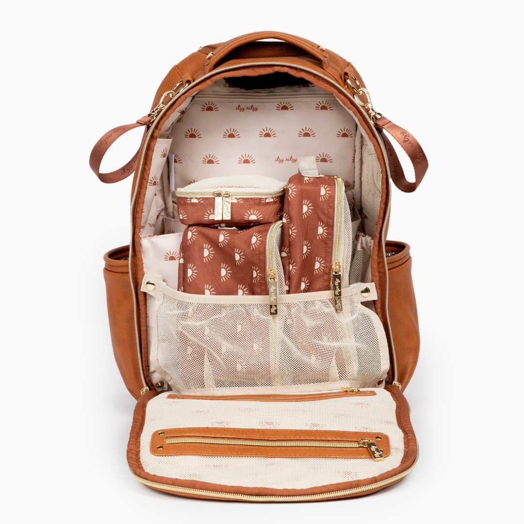 image:imageItzy Ritzy Packing Cubes for Travel Set of 3 Packing Cubes or Travel Organizers Each Cube Features a Mesh Top Double Zippers and a Fabric Handle Black with Black HardwareTerracotta Sunrise
