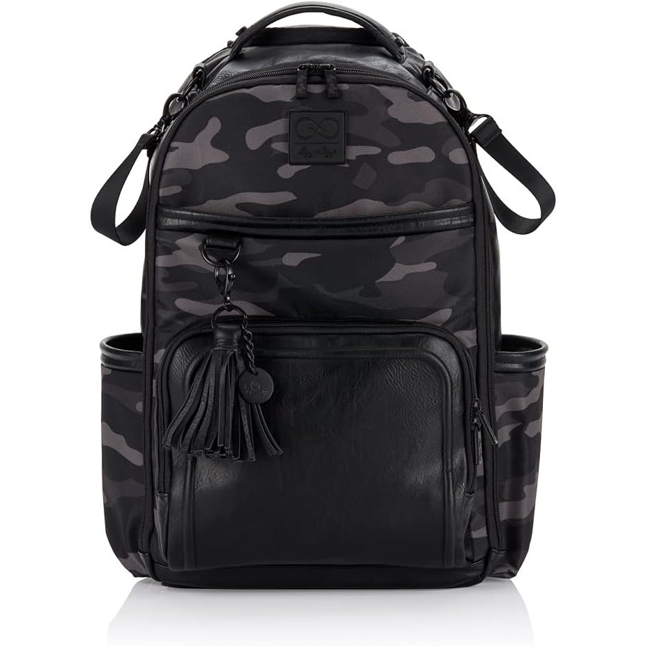 image:imageChelsea Cole For Itzy Ritzy Diaper Bag Backpack Large Capacity Boss Backpack Diaper Bag Includes Changing Pad Stroller Clips and Tassel Camo with Stag Head Print Interior and Black HardwareCamo