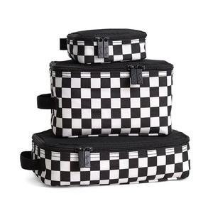 image:imageItzy Ritzy Packing Cubes for Travel  Set of 3 Packing Cubes or Travel Organizers  Each Cube Features a Mesh Top Double Zippers and a Fabric Handle Black with Black HardwareBlack  White Checkerboard