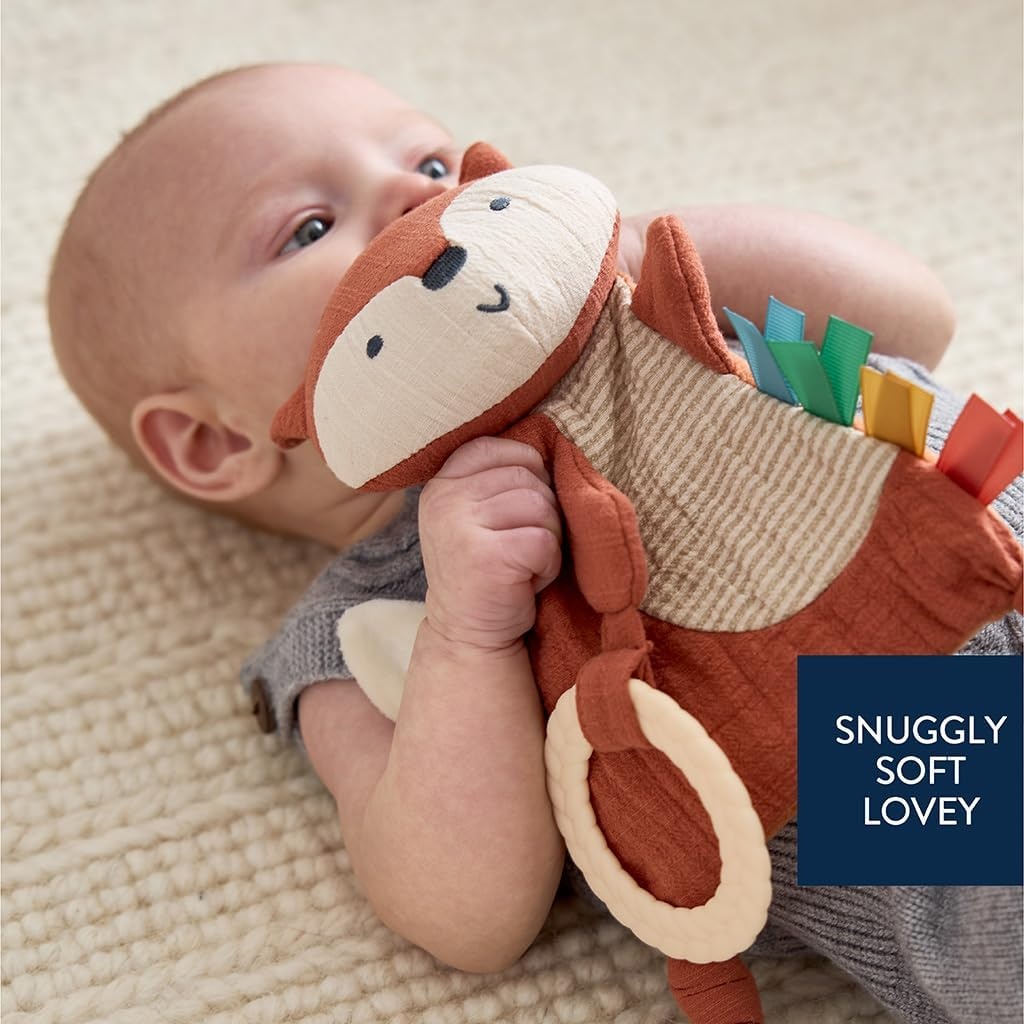 image:imageItzy Ritzy Bitzy Crinkle Sensory Toy Dinosaur with Crinkle Sound for Babies amp Toddlers Features Soft Braided Teething Ring amp Textured Ribbons Designed for Ages 0 Months and Up DinosaurFox