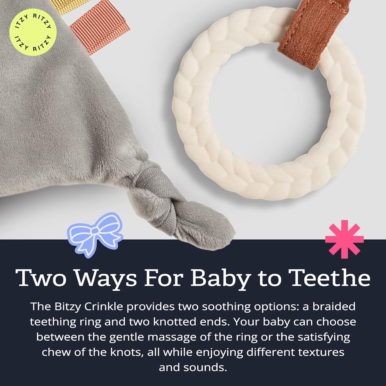 image:imageItzy Ritzy Bitzy Crinkle Sensory Toy Dinosaur with Crinkle Sound for Babies amp Toddlers Features Soft Braided Teething Ring amp Textured Ribbons Designed for Ages 0 Months and Up DinosaurKoala
