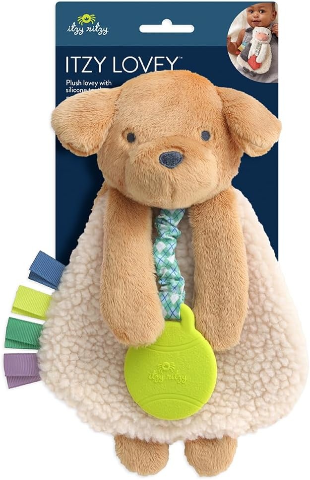 image:imageItzy Ritzy Itzy Lovey Including Teether Baby Lovey with Teether Textured Ribbons amp Dangle Arms Features Crinkle Sound Sherpa Fabric and Minky Plush BearPuppy