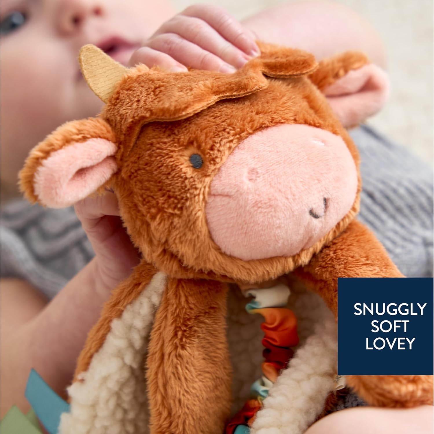image:imageItzy Ritzy Itzy Lovey Including Teether Baby Lovey with Teether Textured Ribbons amp Dangle Arms Features Crinkle Sound Sherpa Fabric and Minky Plush BearHighland Cow