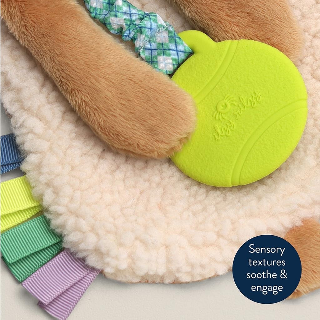 image:imageItzy Ritzy Itzy Lovey Including Teether Baby Lovey with Teether Textured Ribbons amp Dangle Arms Features Crinkle Sound Sherpa Fabric and Minky Plush BearPuppy