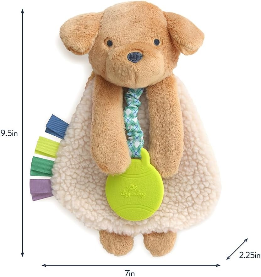 image:imageItzy Ritzy Itzy Lovey Including Teether Baby Lovey with Teether Textured Ribbons amp Dangle Arms Features Crinkle Sound Sherpa Fabric and Minky Plush BearPuppy