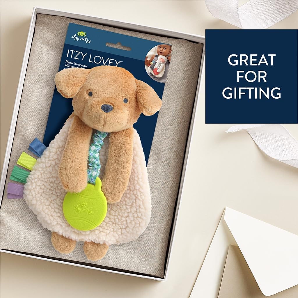 image:imageItzy Ritzy Itzy Lovey Including Teether Baby Lovey with Teether Textured Ribbons amp Dangle Arms Features Crinkle Sound Sherpa Fabric and Minky Plush BearPuppy