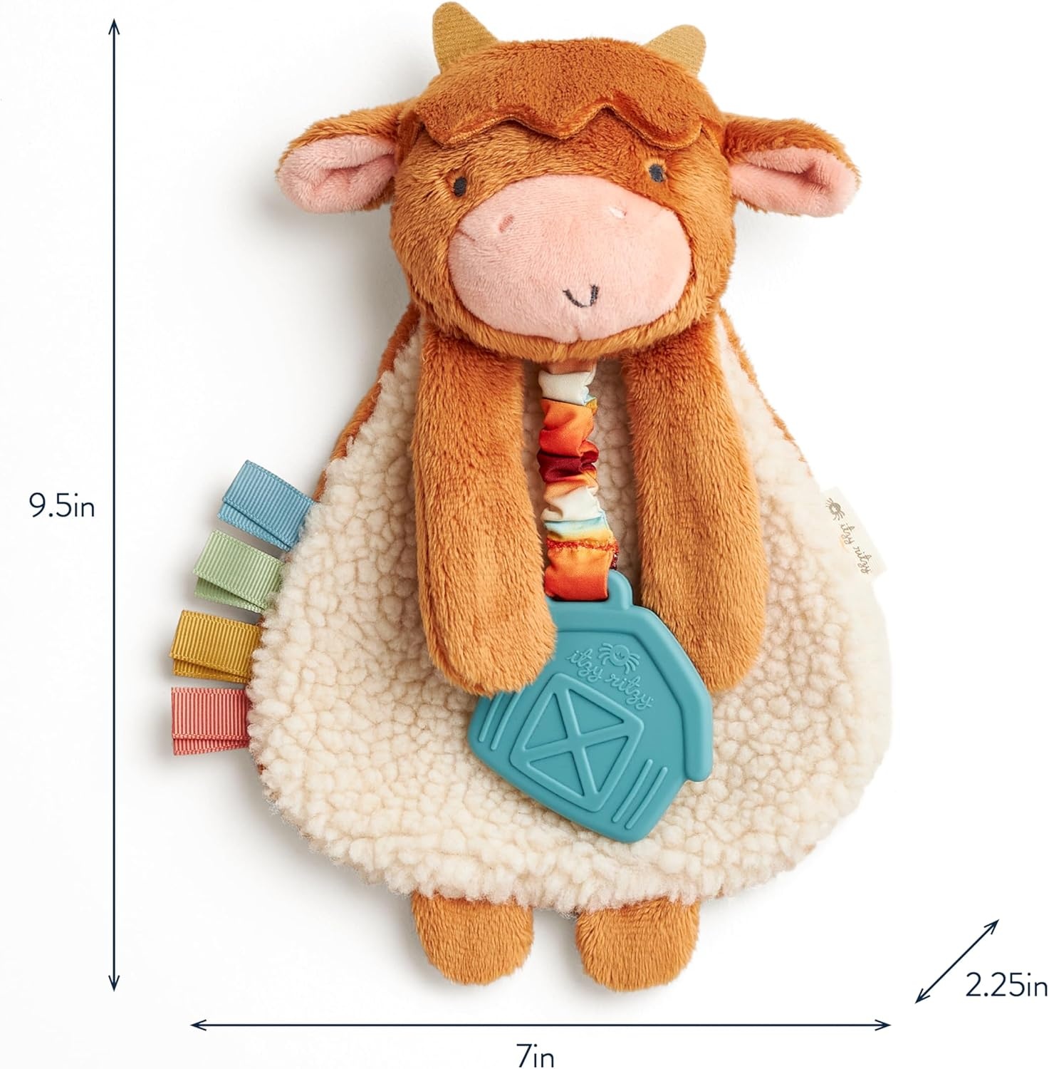 image:imageItzy Ritzy Itzy Lovey Including Teether Baby Lovey with Teether Textured Ribbons amp Dangle Arms Features Crinkle Sound Sherpa Fabric and Minky Plush BearHighland Cow