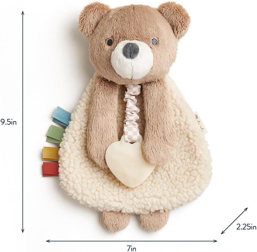 image:imageItzy Ritzy Itzy Lovey Including Teether Baby Lovey with Teether Textured Ribbons amp Dangle Arms Features Crinkle Sound Sherpa Fabric and Minky Plush BearBear