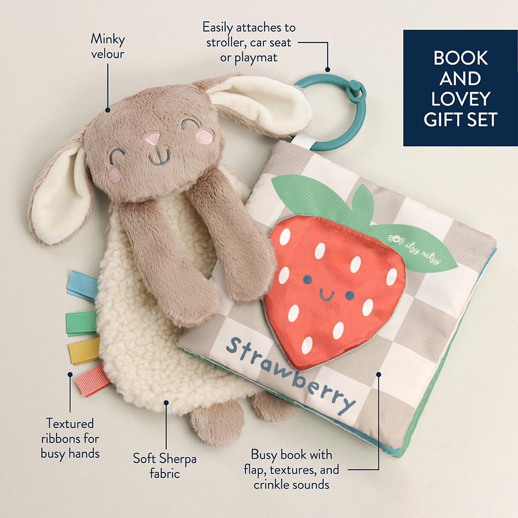 image:imageItzy Ritzy Bunny Lovey amp Crinkle Book Gift Set Learn amp Snuggle Gift Set Includes Soft Sherpa Bunny Lovey amp Soft Book with Flap Textures amp Crinkle Sounds BunnyPack of 1