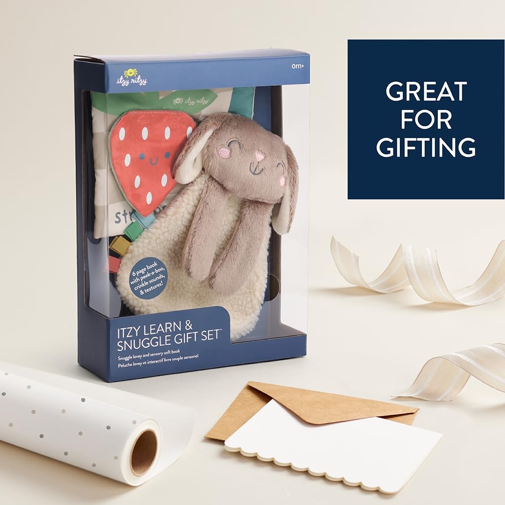 image:imageItzy Ritzy Bunny Lovey amp Crinkle Book Gift Set Learn amp Snuggle Gift Set Includes Soft Sherpa Bunny Lovey amp Soft Book with Flap Textures amp Crinkle Sounds BunnyPack of 1