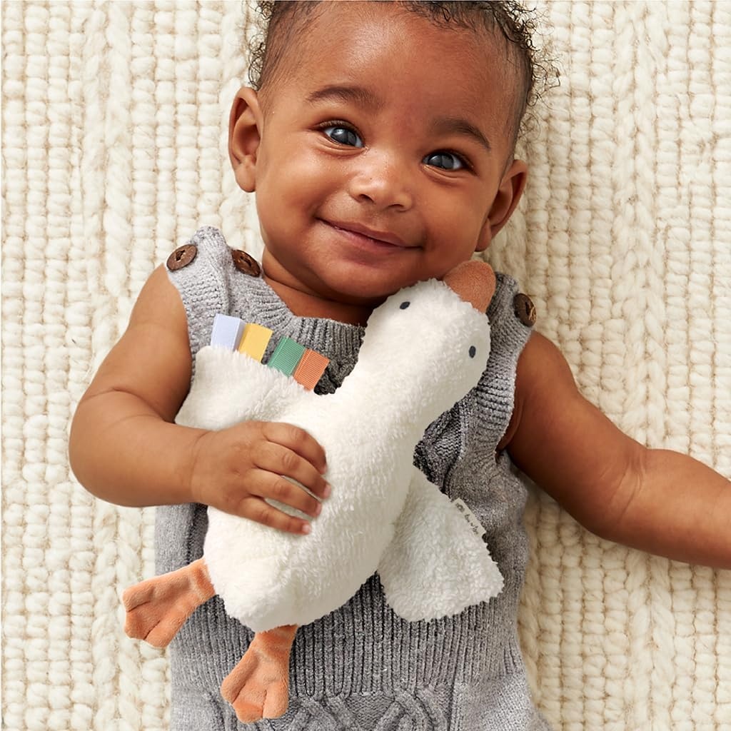 image:imageItzy Ritzy Huggable Lovey Soft Plush Baby Comfort Toy amp Snuggle Companion with Sensory Ribbons Machine Washable Designed for Newborns amp Toddlers Goose