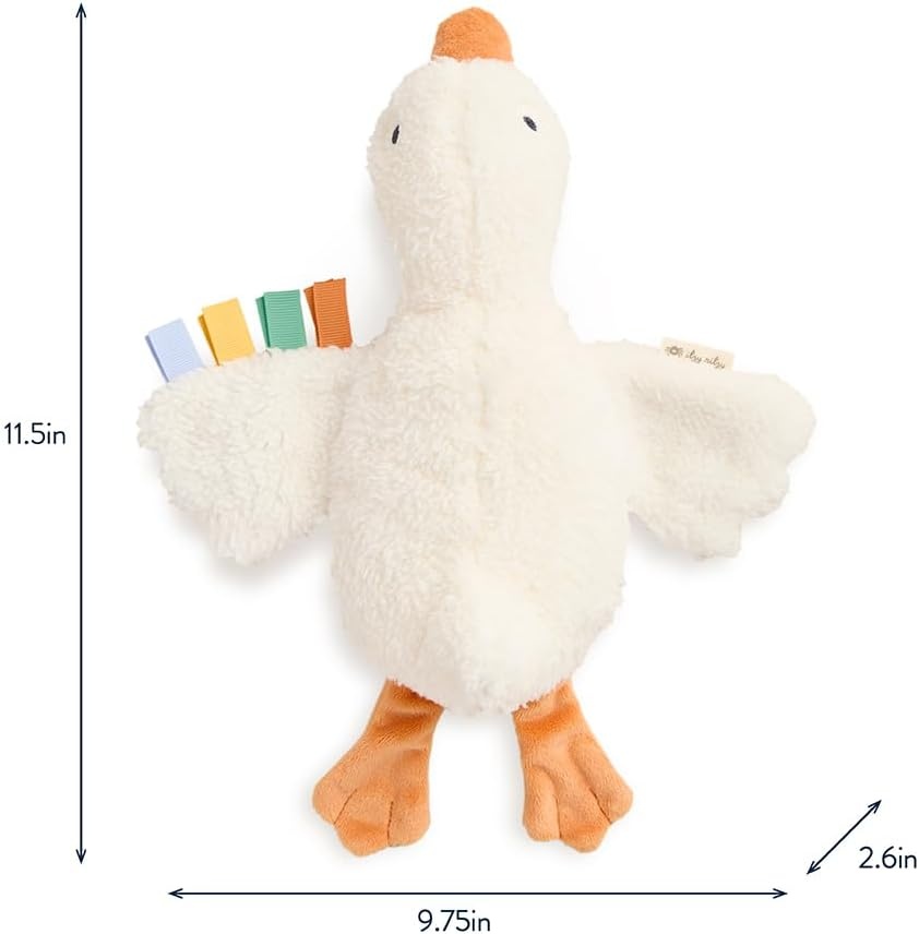 image:imageItzy Ritzy Huggable Lovey Soft Plush Baby Comfort Toy amp Snuggle Companion with Sensory Ribbons Machine Washable Designed for Newborns amp Toddlers Goose