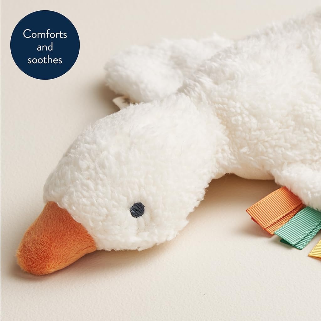 image:imageItzy Ritzy Huggable Lovey Soft Plush Baby Comfort Toy amp Snuggle Companion with Sensory Ribbons Machine Washable Designed for Newborns amp Toddlers Goose