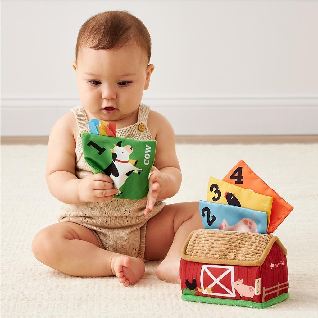 image:imageItzy Ritzy Sensory PutandTake Toy for Babies amp Toddlers Teaches Animals Numbers Colors amp Textures Features Soft Satin Scarves with Crinkle Sounds Farm