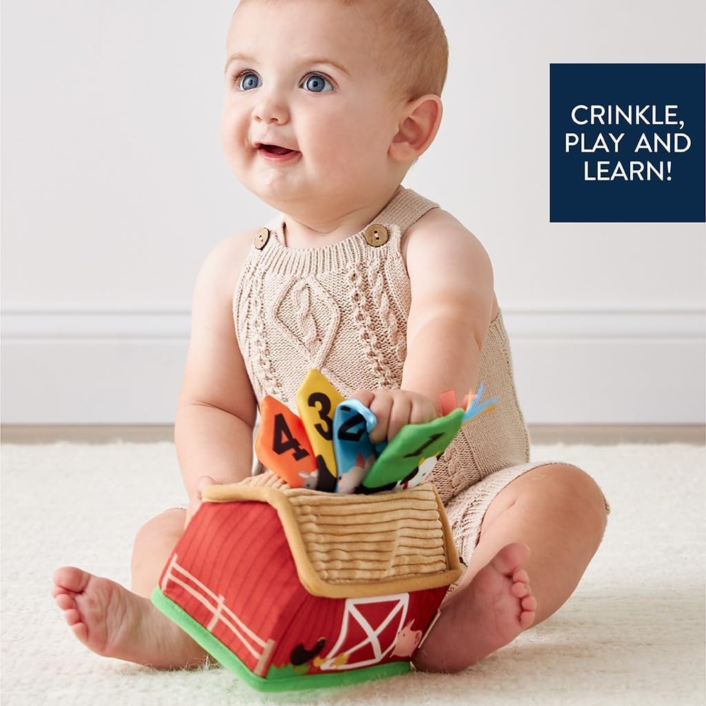 image:imageItzy Ritzy Sensory PutandTake Toy for Babies amp Toddlers Teaches Animals Numbers Colors amp Textures Features Soft Satin Scarves with Crinkle Sounds Farm