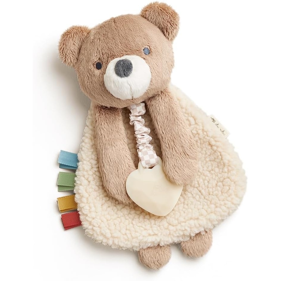 image:imageItzy Ritzy Itzy Lovey Including Teether Baby Lovey with Teether Textured Ribbons amp Dangle Arms Features Crinkle Sound Sherpa Fabric and Minky Plush BearBear