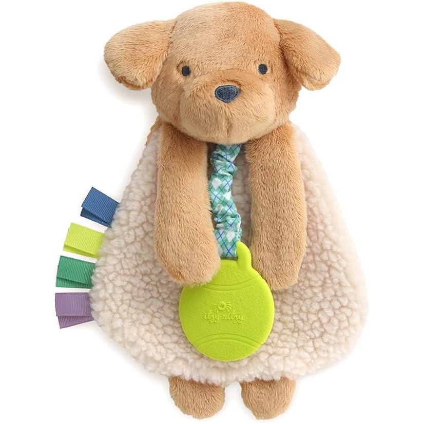 image:imageItzy Ritzy Itzy Lovey Including Teether Baby Lovey with Teether Textured Ribbons amp Dangle Arms Features Crinkle Sound Sherpa Fabric and Minky Plush BearPuppy