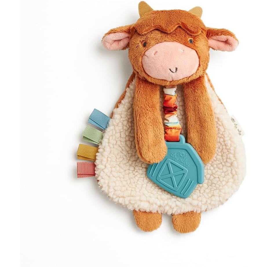 image:imageItzy Ritzy Itzy Lovey Including Teether Baby Lovey with Teether Textured Ribbons amp Dangle Arms Features Crinkle Sound Sherpa Fabric and Minky Plush BearHighland Cow