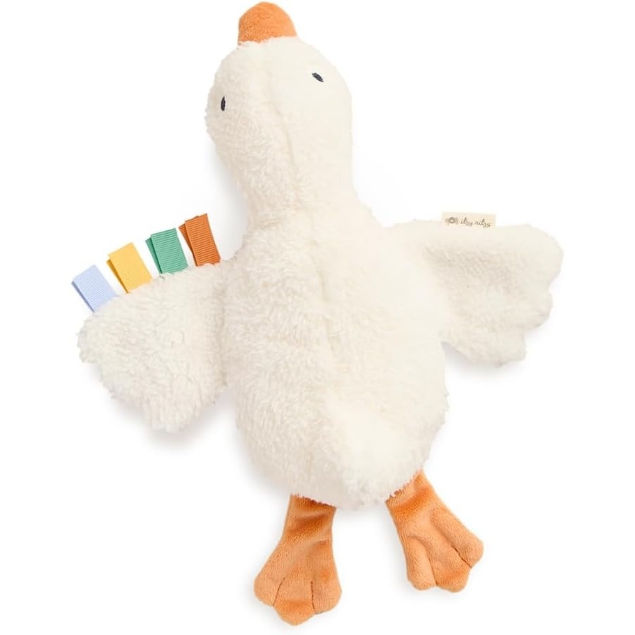 image:imageItzy Ritzy Huggable Lovey Soft Plush Baby Comfort Toy amp Snuggle Companion with Sensory Ribbons Machine Washable Designed for Newborns amp Toddlers Goose