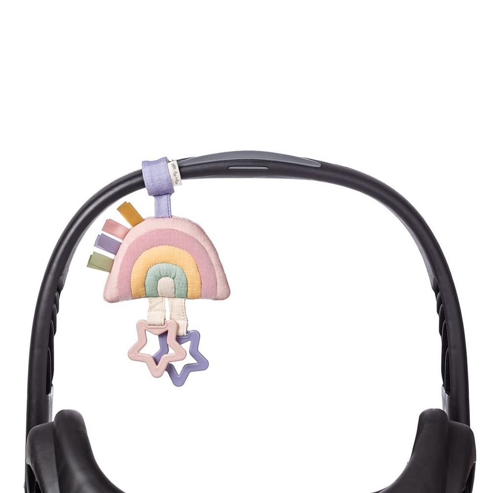 image:imageItzy Ritzy Jingle Travel Toy for Stroller Car Seat or Activity Gym Baby Hanging Toy Features Jingle Sound Clinking Rings amp Adjustable Attachment Loop Pastel Rainbow