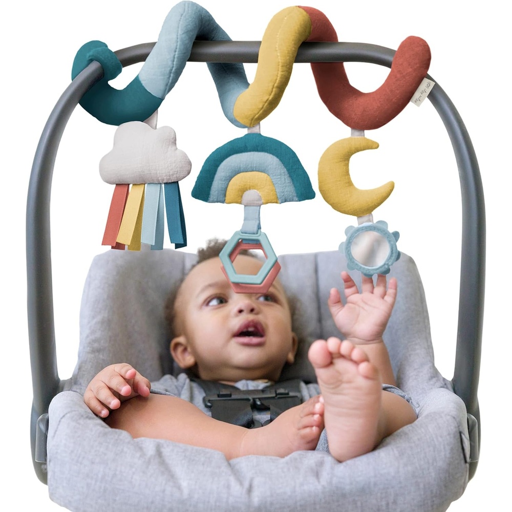 image:imageItzy Ritzy Spiral Car Seat amp Stroller Activity Toy Stroller amp Car Seat Toys for Ages 0 Months and Up Hanging Toys Include Clinking Rings Mirror and Textured Ribbons RainbowRainbow