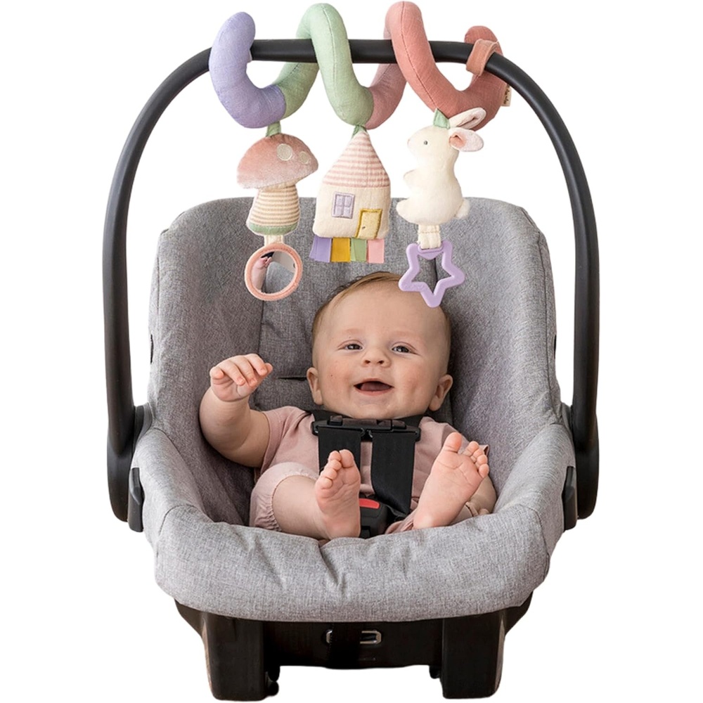 image:imageItzy Ritzy Spiral Car Seat amp Stroller Activity Toy Stroller amp Car Seat Toys for Ages 0 Months and Up Hanging Toys Include Clinking Rings Mirror and Textured Ribbons RainbowPastel Rainbow