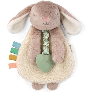 image:imageItzy Ritzy  Itzy Lovey Including Teether  Baby Lovey with Teether Textured Ribbons amp Dangle Arms  Features Crinkle Sound Sherpa Fabric and Minky Plush BearTaupe Bunny