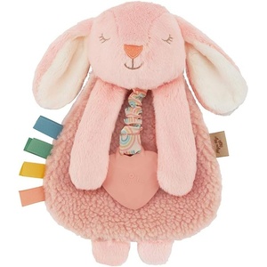 image:imageItzy Ritzy  Itzy Lovey Including Teether  Baby Lovey with Teether Textured Ribbons amp Dangle Arms  Features Crinkle Sound Sherpa Fabric and Minky Plush BearPink Bunny