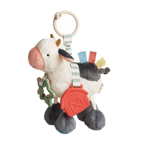 image:imageItzy Ritzy Link amp Love Toy for Stroller or Car Seat  Features Textured Ribbons Crinkle Sounds Clinking Rings amp Silicone Teether  Designed For Ages 0 Months and Up LlamaCow