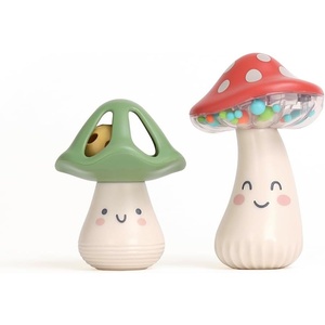 image:imageItzy Ritzy Mini Maracas Musical Rattle Toy  Sensory Baby Toy with Rattle Beads amp Jingle Ball for Motor Skills amp Auditory Development  for Ages 0 Months and Up Mushroom