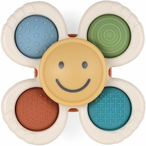 image:imageItzy Ritzy Pop amp Whirl  Fidget Spinner Travel amp Bath Toy for Babies amp Toddlers  Fidget wTextured Silicone Popper to Develop Fine Motor Skills Sticks to Highchairs Tables Tubs More StrawberrySmile