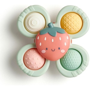 image:imageItzy Ritzy Pop amp Whirl  Fidget Spinner Travel amp Bath Toy for Babies amp Toddlers  Fidget wTextured Silicone Popper to Develop Fine Motor Skills Sticks to Highchairs Tables Tubs More StrawberryStrawberry