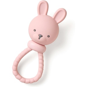 image:imageItzy Ritzy Silicone Rattle Toy  Soothing Teething Toy with Soft Jingle Sound amp EasyGrip Textured Handle  for Ages 3 Months and Up BunnyBunny