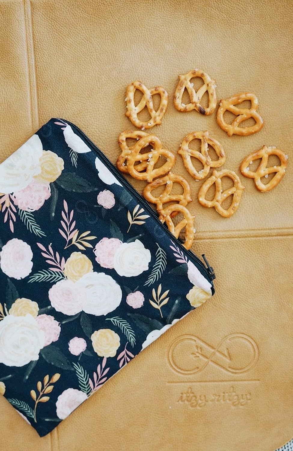 image:imageChelsea Cole For Itzy Ritzy Reusable Snack Bag 7 x 7 BPAFree Snack Bag is Food Safe Washable amp Ideal For Storing Snacks Pacifiers amp Electronics in a Diaper Bag Purse or Luggage Black Floral