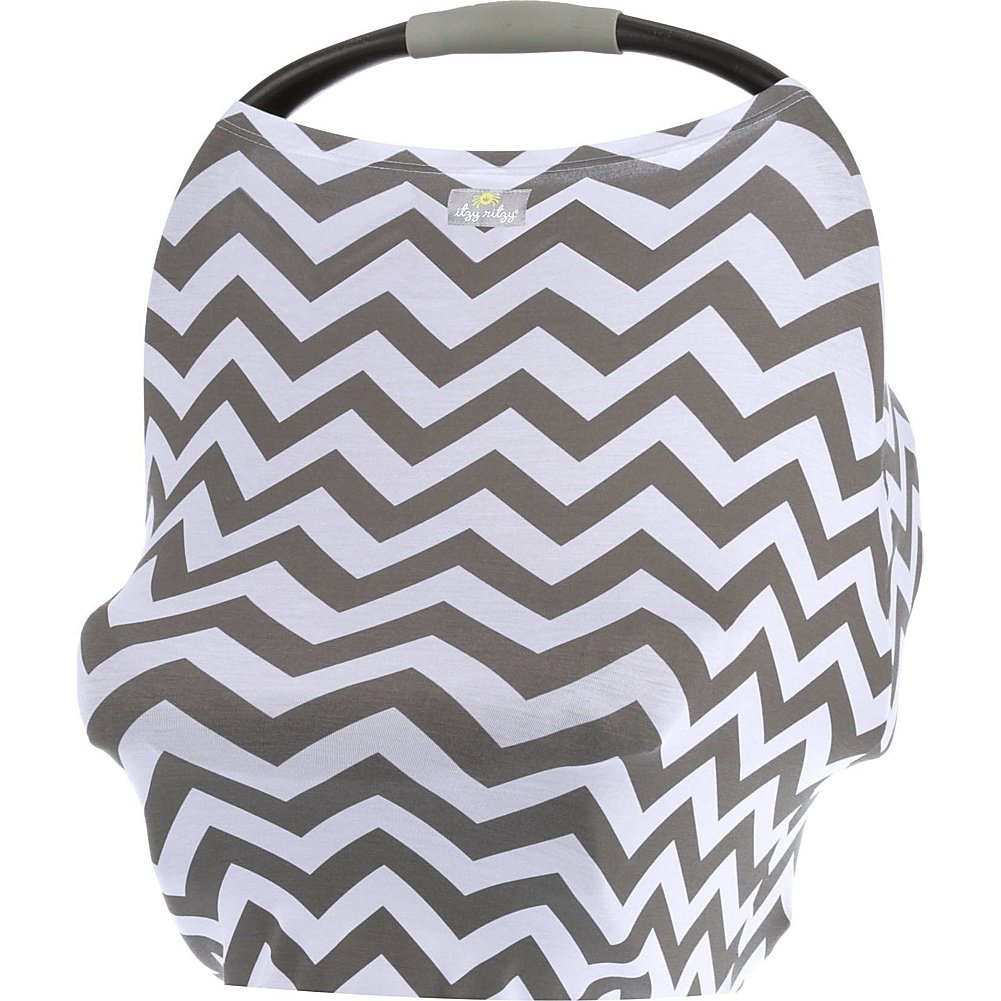 image:imageItzy Ritzy 4in1 Nursing Cover Car Seat Wrap Shopping Cart Cover amp Infinity Scarf Breathable MultiUse Nursing CoverUp for Breastfeeding Carseat Canopy amp Stroller Cover Black amp White StripeGray Chevron
