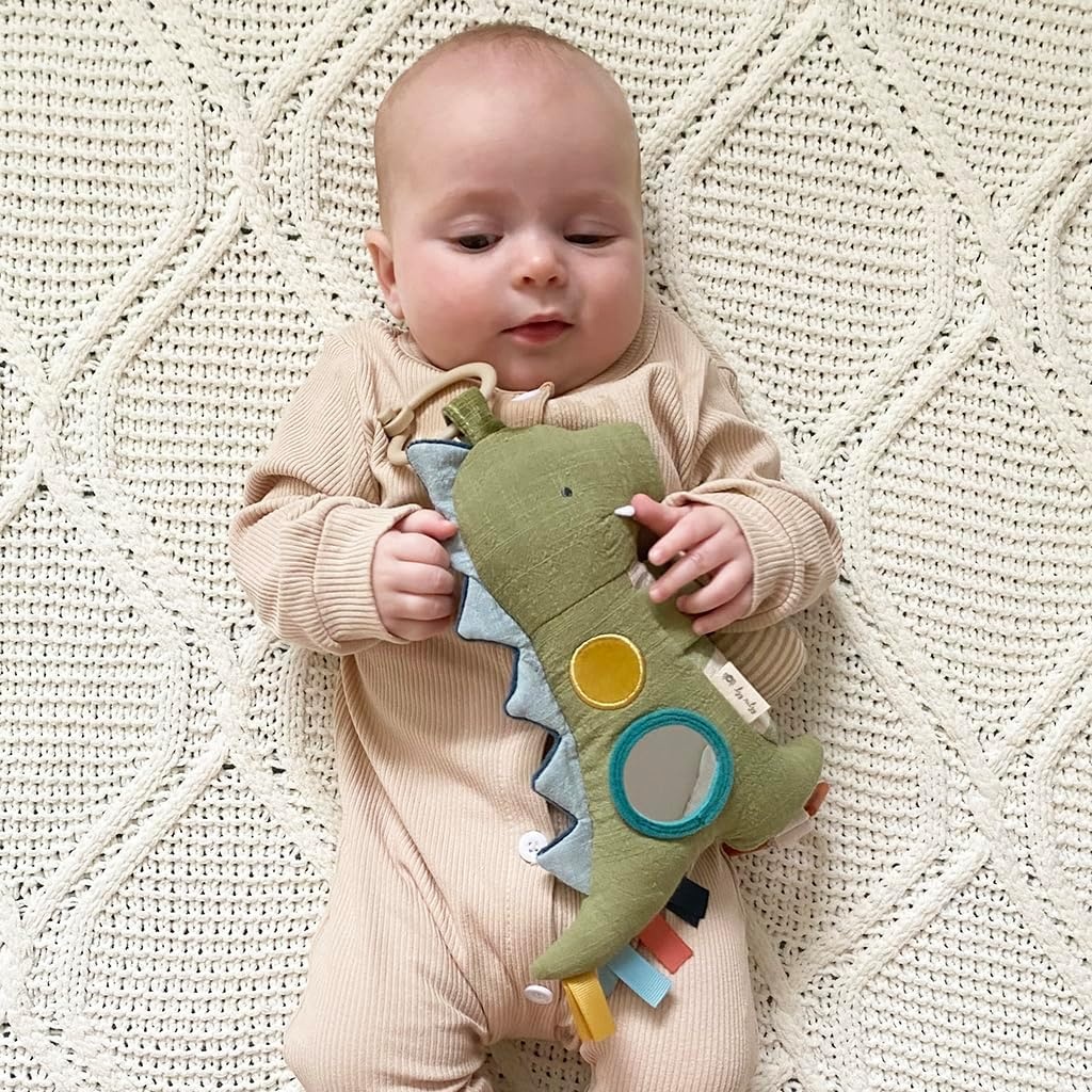 image:imageItzy Ritzy Bitzy Traveler Car Seat amp Stroller Toy for Babies Developmental Sensory Toy Features Crinkle amp Rattle Sounds amp Multiple Textures Hanging Travel Toy for OntheGo Entertainment DinosaurDinosaur