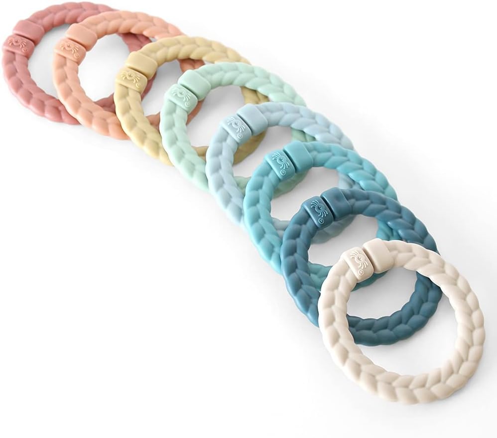 image:imageItzy Ritzy Linking Ring Set Set of 8 Braided RainbowColored Versatile Linking Rings Attach to Babys Car Seat Stroller amp Activity Gym to Keep Toys Nearby RainbowRainbow