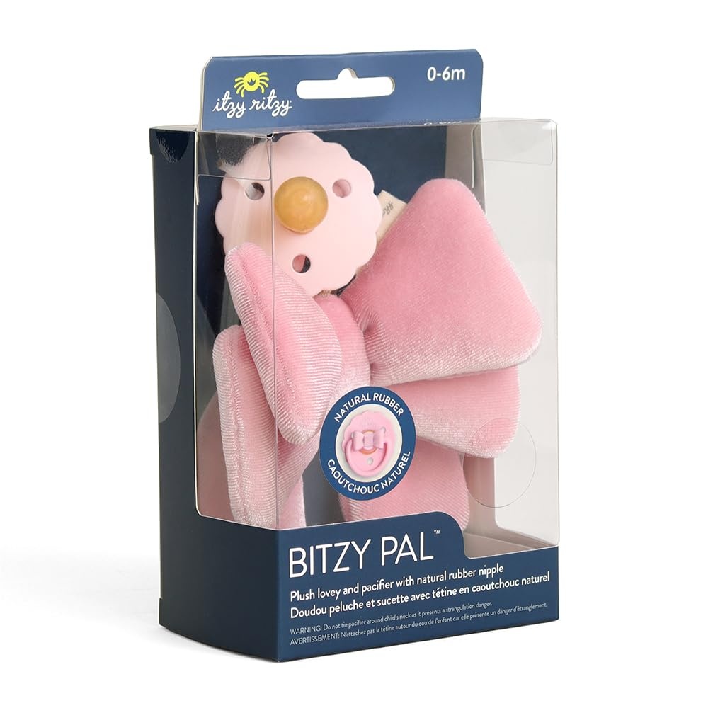 image:imageItzy Ritzy Pacifier amp Lovey Set Natural Rubber Paci with Stuffed Animal Lovey Detachable Plush Bear Pacifier Holder amp Coordinating Natural Rubber Soother Ideal for Ages 06 Months BearBow